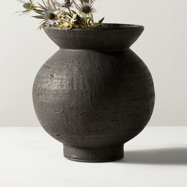 Victoria Black Terracotta Vase | CB2