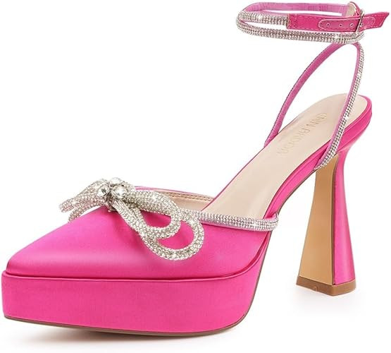 JENN ARDOR Women's Platform Heels Ankle Strap Pumps High Heeled Pointed Toe Stiletto High Heel Sa... | Amazon (US)