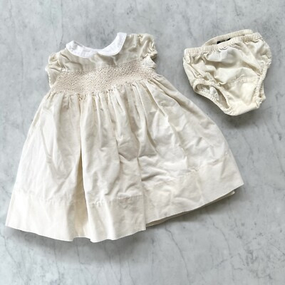 Ralph Lauren Baby Girl 9M Cream Corduroy Smocked Cotton Lined Dress Diaper Cover  | eBay | eBay US