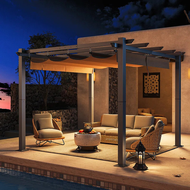 Aluminium Pergola with Canopy | Wayfair North America