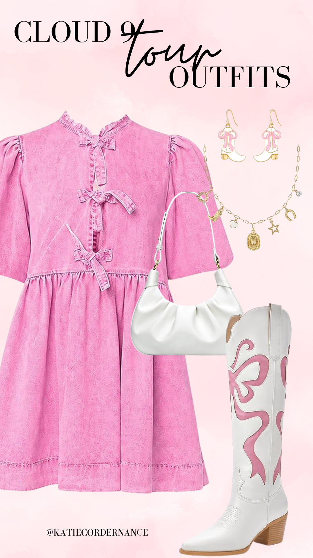Shop Megan Moroney concert outfit ideas featuring Cloud Tour outfits, pink dresses, cowboy boots, western jewelry, shoulder bags, trendy accessories, country concert looks, Nashville style, girly western fashion, cute concert outfits, and must-have pieces for your next show. 

 #LTKFestival #LTKootd