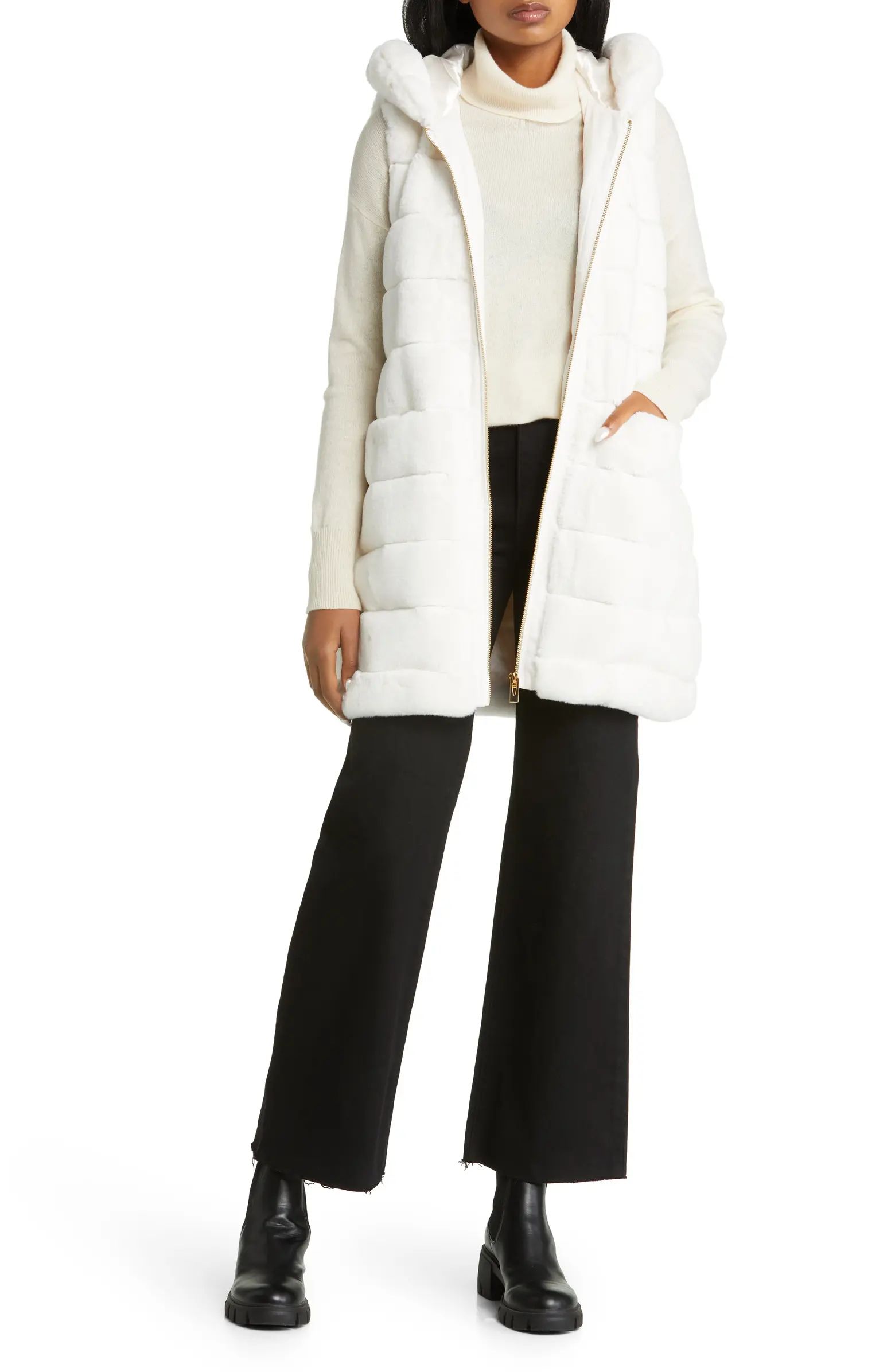 Via Spiga Hooded Faux Fur Vest | Nordstrom | Nordstrom