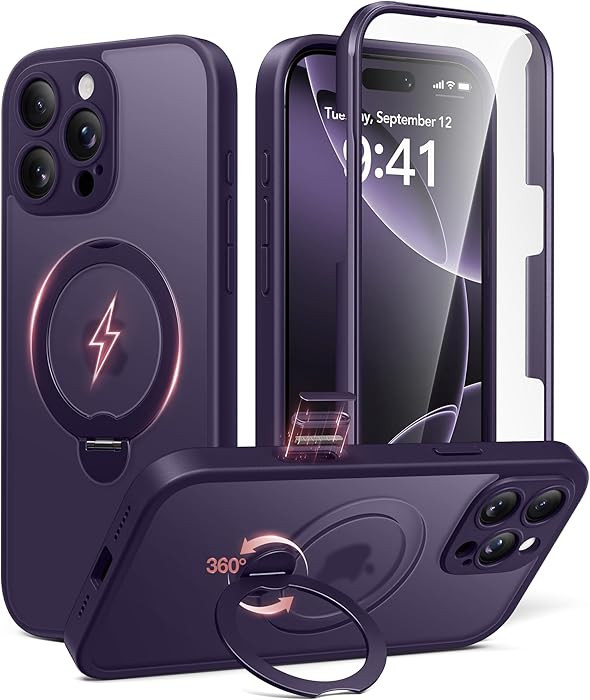 BERFY for iPhone 16 Pro Max Case, Compatible with MagSafe, Built-in 9H Tempered Glass Screen Prot... | Amazon (US)