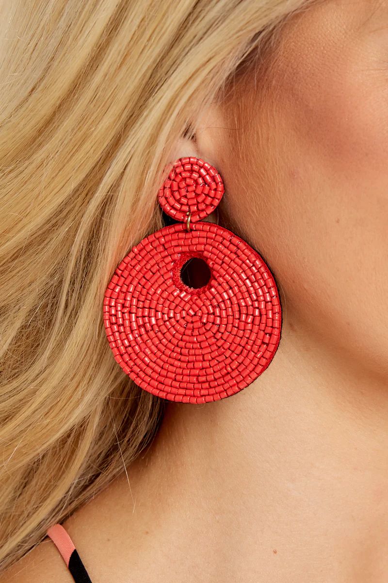 Keep It Interesting Red Beaded Earrings | Red Dress 