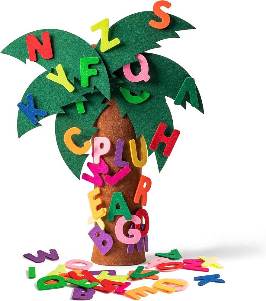 OSNIE 34Pcs Reading Week Tree and Letter Props Freestanding Coconut Tree Toy Felt Alphabet Game I... | Amazon (US)
