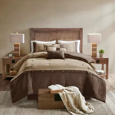 Madison Park Boone 7-Piece Queen Comforter Set in Brown | Bed Bath & Beyond