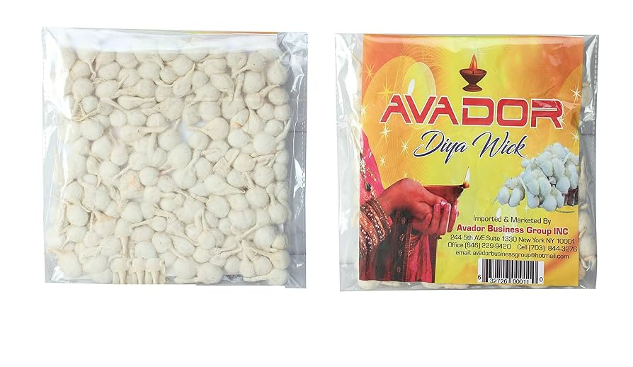 AVADOR® Pack of 5 Hand Rolled Cotton Diya Wicks for Puja Batti Akhand Oil Lamps (Small) | Amazon (US)