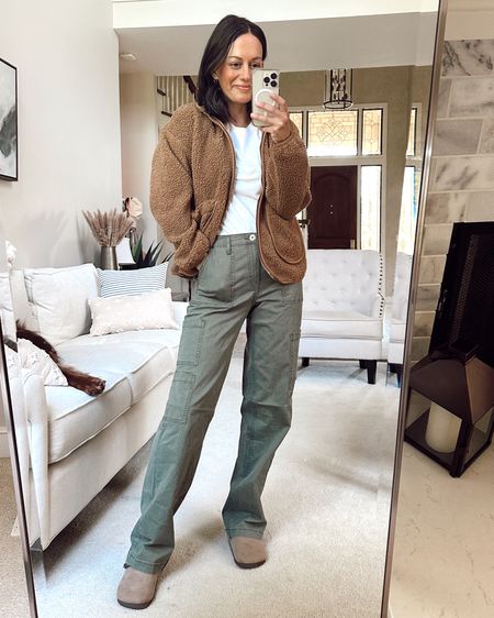 Walmart new arrivals! The BEST cargo pants for $18! Have elastic in the back to make them super comfy. Run true to size, I’m in the 2. White tee runs true to size. Sherpa jacket runs true to size and is so soft! A must have for fall.

@walmartfashion @walmart #walmartpartner #walmartfashion

#LTKFind #LTKunder50 #LTKSeasonal