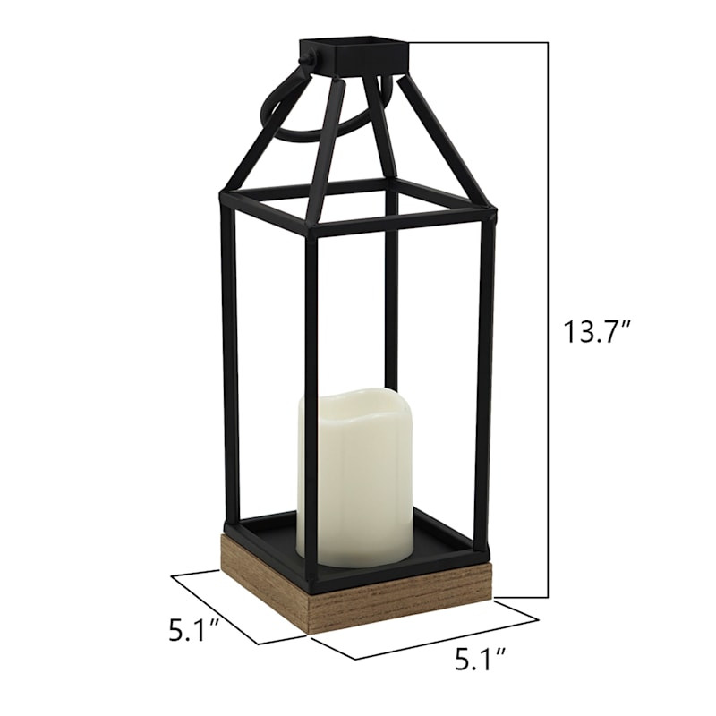 LED Metal Frame Lantern, Small | At Home