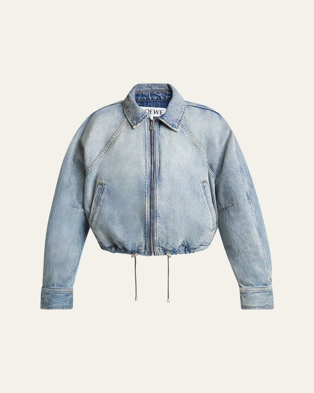 Balloon Zip-Up Drawstring Denim Jacket | Bergdorf Goodman