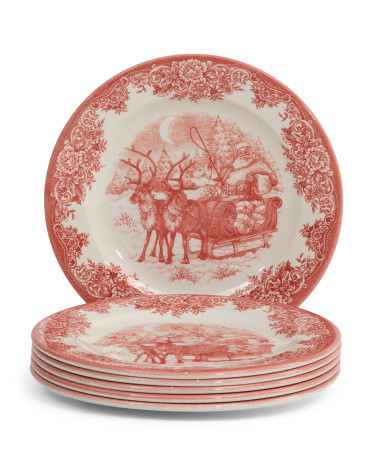 6pk Santa Sleigh Salad Plates | TJ Maxx