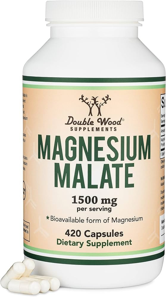 Magnesium Malate Capsules (420 Count) - 1,500mg Per Serving (Magnesium Bonded to Malic Acid), Thi... | Amazon (US)