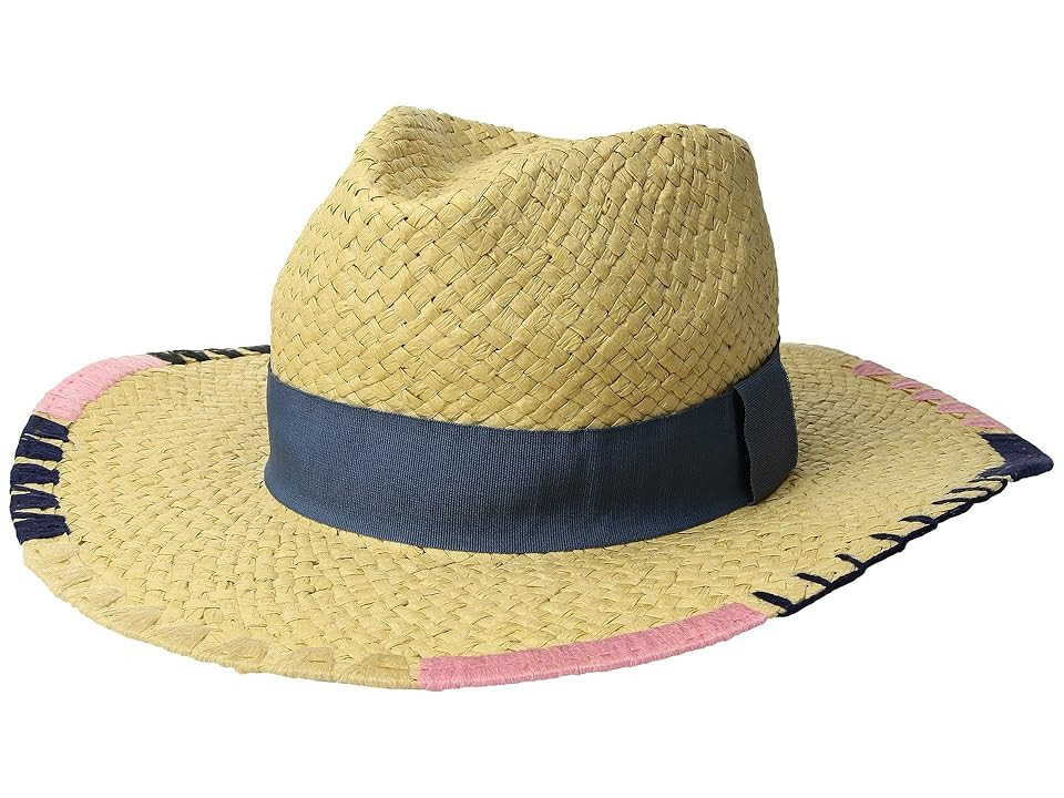 San Diego Hat Company PBF7330OS Fedora w/ Brim Pattern and Grosgrain Band (Natural) Caps | Zappos