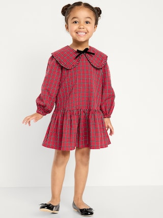 Long-Sleeve Plaid Collared Dress for Toddler Girls | Old Navy (US)