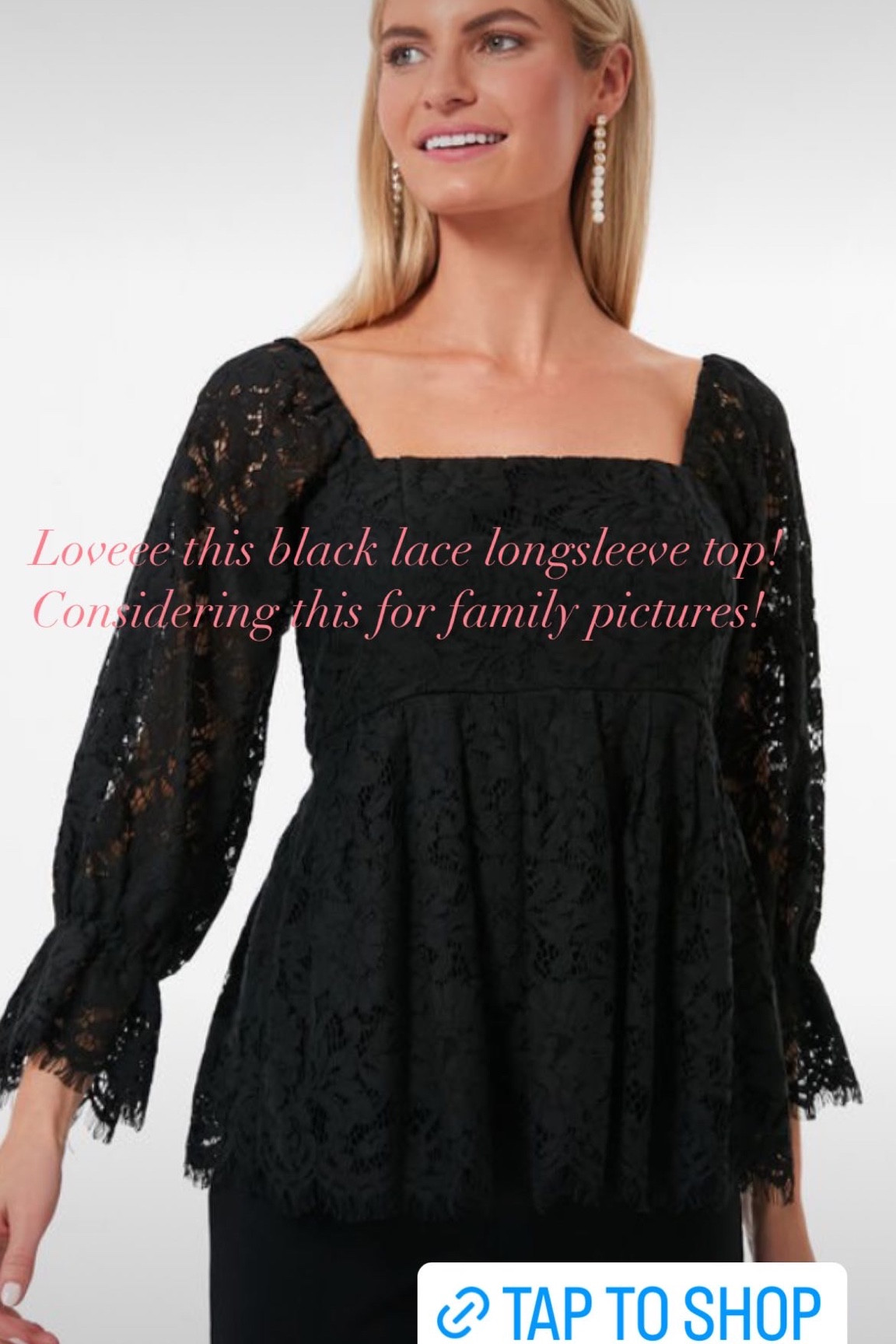 Lace long sleeve black top!! Perfect for the holidays! 

#LTKSeasonal #LTKHoliday