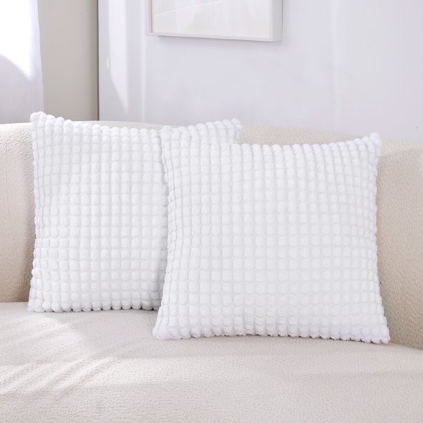 Deconovo White Throw Pillow Covers for Couch Decorative Pillowcases Square Solid Soft Cushion Cov... | Walmart (US)