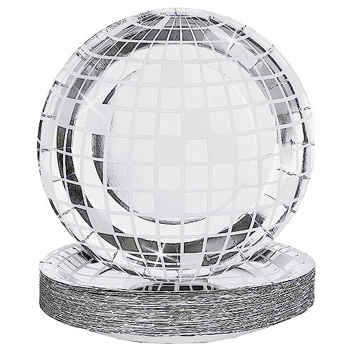 FunisFun Disco Plates 25P Disposable Disco Ball Plates for 70s Disco Party Decorations Wedding Birthday Bachelorette Party 9" | Amazon (US)
