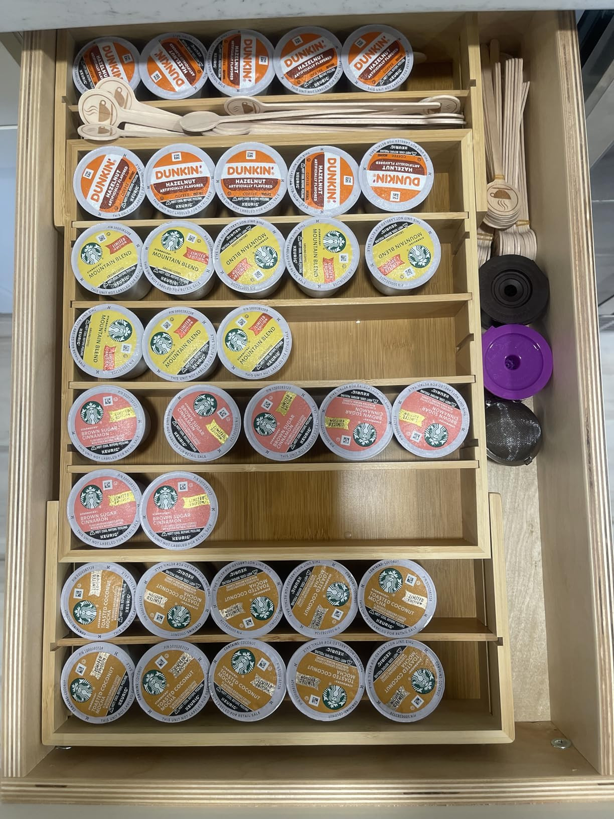 MinBoo Bamboo K Cup Holder for Drawer or Countertop Coffee Pod Holder Expandable K Cup Pod Storag... | Amazon (US)