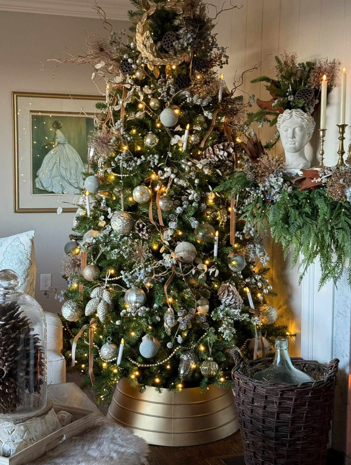 Create a warm, timeless holiday look with this elegant woodland Christmas tree layered in gold ornaments, pinecones, dried florals, and velvet ribbons. Soft twinkle lights and neutral holiday décor bring a cozy cottage feel that’s both sophisticated and nature-inspired. Add botanical touches, antique gold, and organic textures for a tree that feels like a blend of English countryside charm and classic Christmas beauty. Perfect inspiration for rustic holiday decorating or a vintage Christmas home.

#LTKHoliday #LTKHome #LTKSeasonal