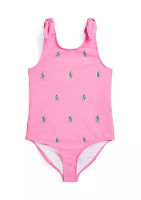 Ralph Lauren Childrenswear Girls 2-6x Polo Pony One Piece Swimsuit, Pink | Belk