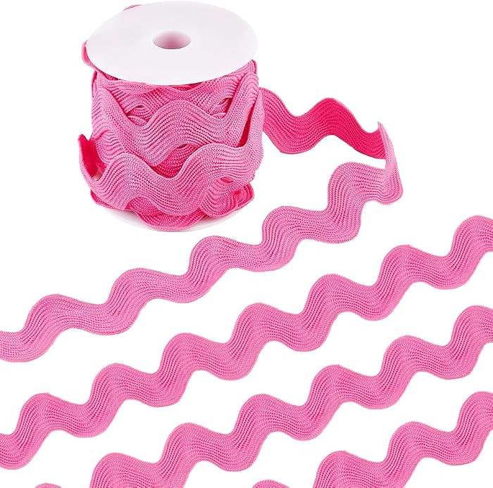 GORGECRAFT 10 Yards 1.5"/37mm Wide Wave Bending Fringe Trim Rick Rack Hot Pink Zig Zag RIC Rac Tr... | Amazon (US)