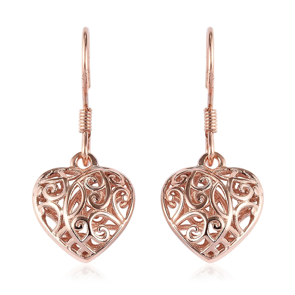 925 Sterling Silver 14K Rose Gold Plated Silver Heart Dangle Drop Earrings for Women Jewelry | Walmart (US)