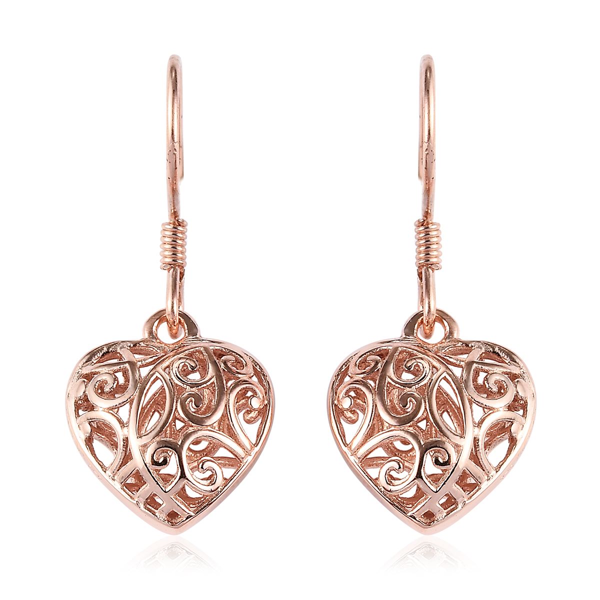 925 Sterling Silver 14K Rose Gold Plated Silver Heart Dangle Drop Earrings for Women Jewelry | Walmart (US)