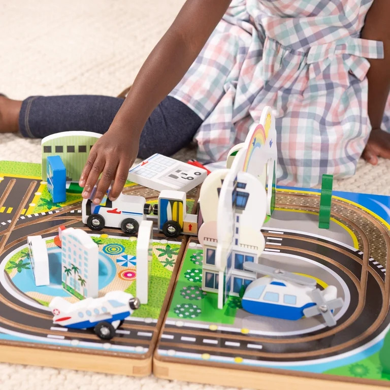 Melissa & Doug Take-Along Airport Play Set, Vehicles, Built-in Tracks, Model Train Set, for Toddl... | Walmart (US)