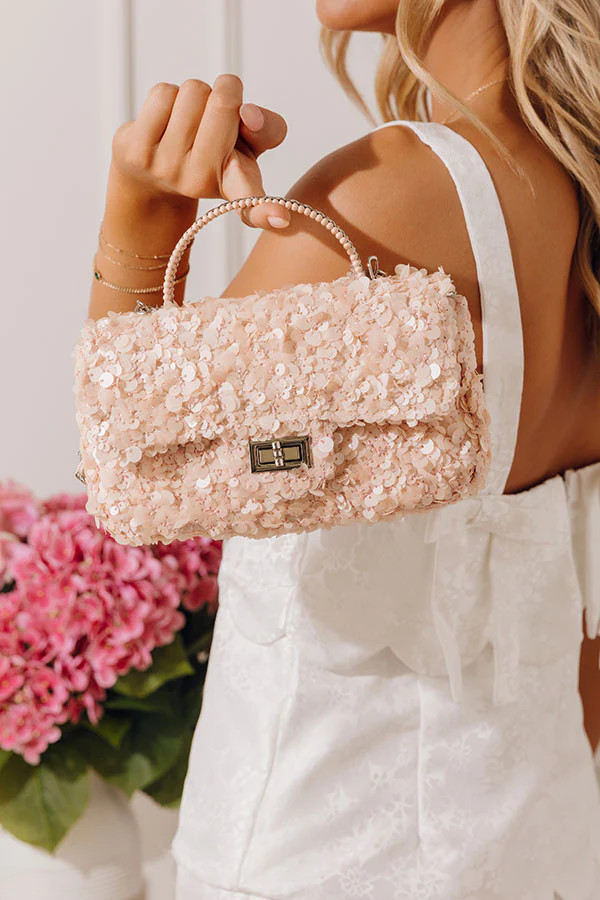 Ella Sequin Purse in Light Peach | Impressions Online Boutique