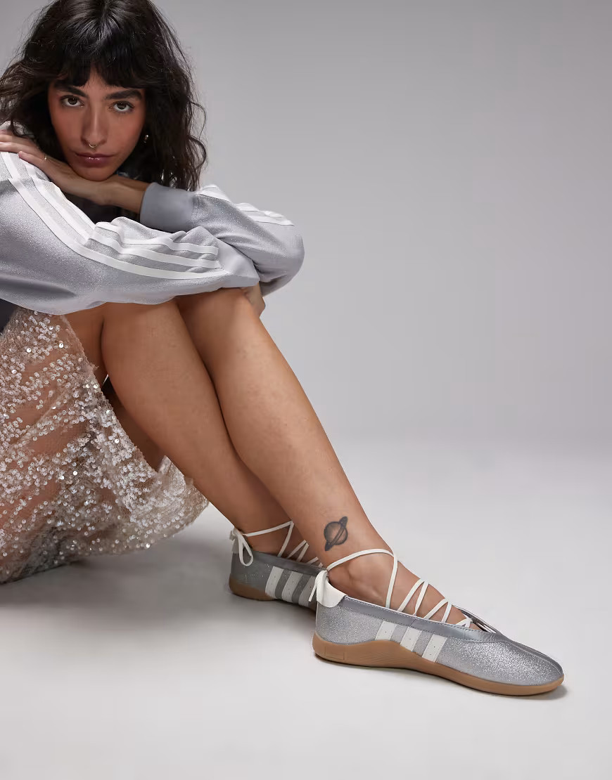 adidas Originals Disco Taekwondo Mei ballet trainers in silver glitter Exclusive at ASOS | ASOS (Global)