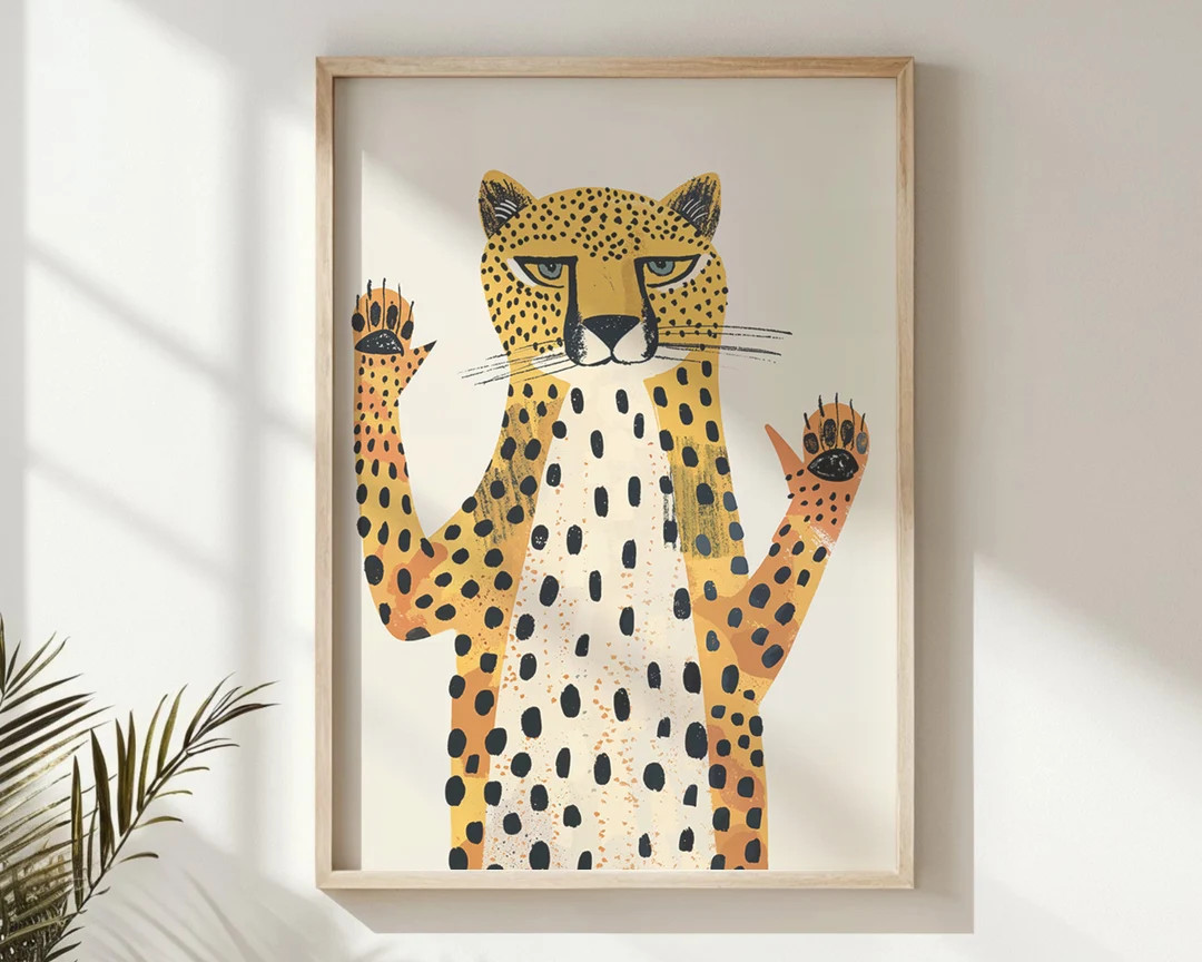 Cheetah Nursery Wall Art, Kids Safari Animal Poster, Printable Jungle Decor, Baby Room Artwork, C... | Etsy (US)