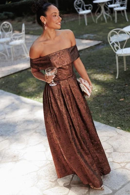 Aberdine Maxi Dress - Brown Brocade | Petal & Pup (US)