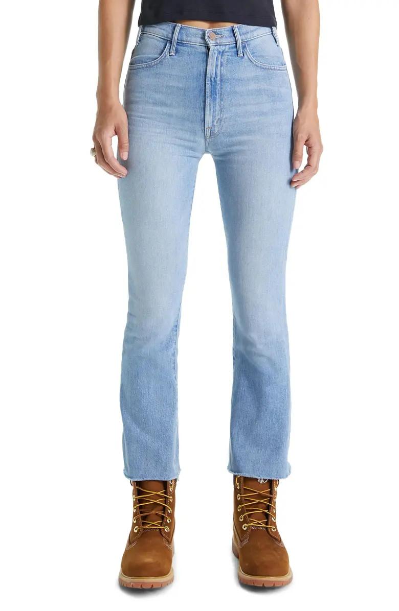 The Hustler High Waist Frayed Ankle Bootcut Jeans | Nordstrom