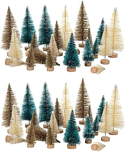 Firlar Mini Christmas Trees, 48 Pcs DIY Xmas Bottle Brush Trees Multicolour Sisal Faux Christmas ... | Amazon (CA)