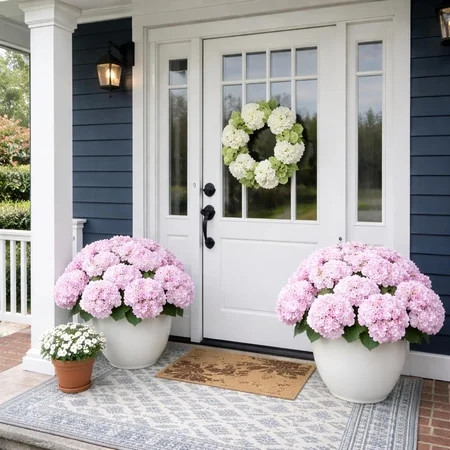 Front Porch Hydrangeas, 17.7in Artificial Flowers for Outdoor UV-Resistant Garden Decor | Walmart (US)