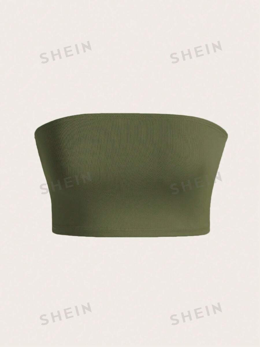 SHEIN BASICS Solid Crop Tube Top | SHEIN