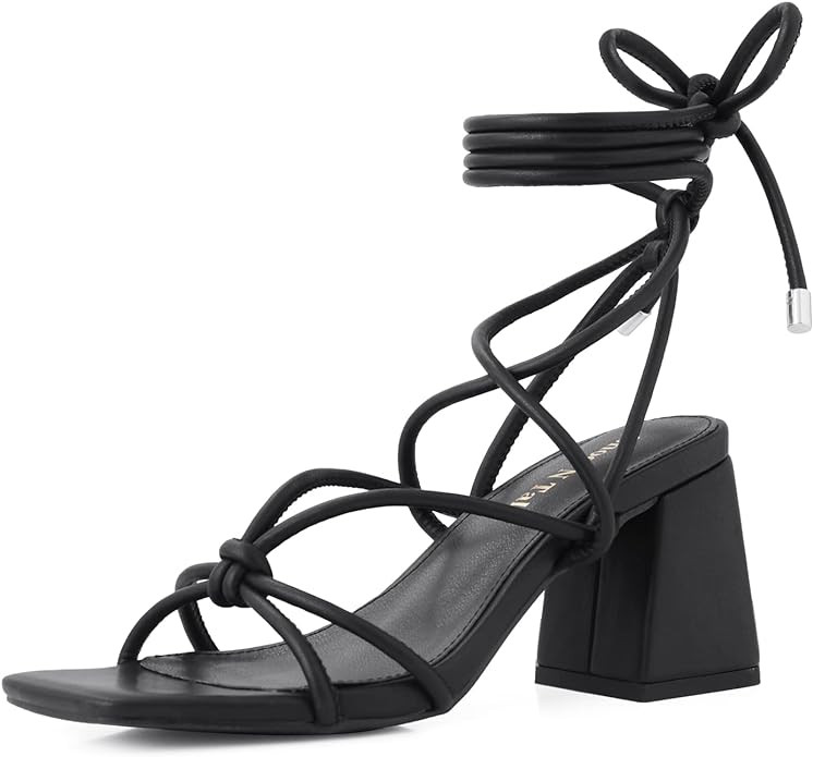 Shoe'N Tale Lace Up Heels for Women Ankle Strappy Gladiator High Heeled Sandals Chunky Block Heel... | Amazon (US)