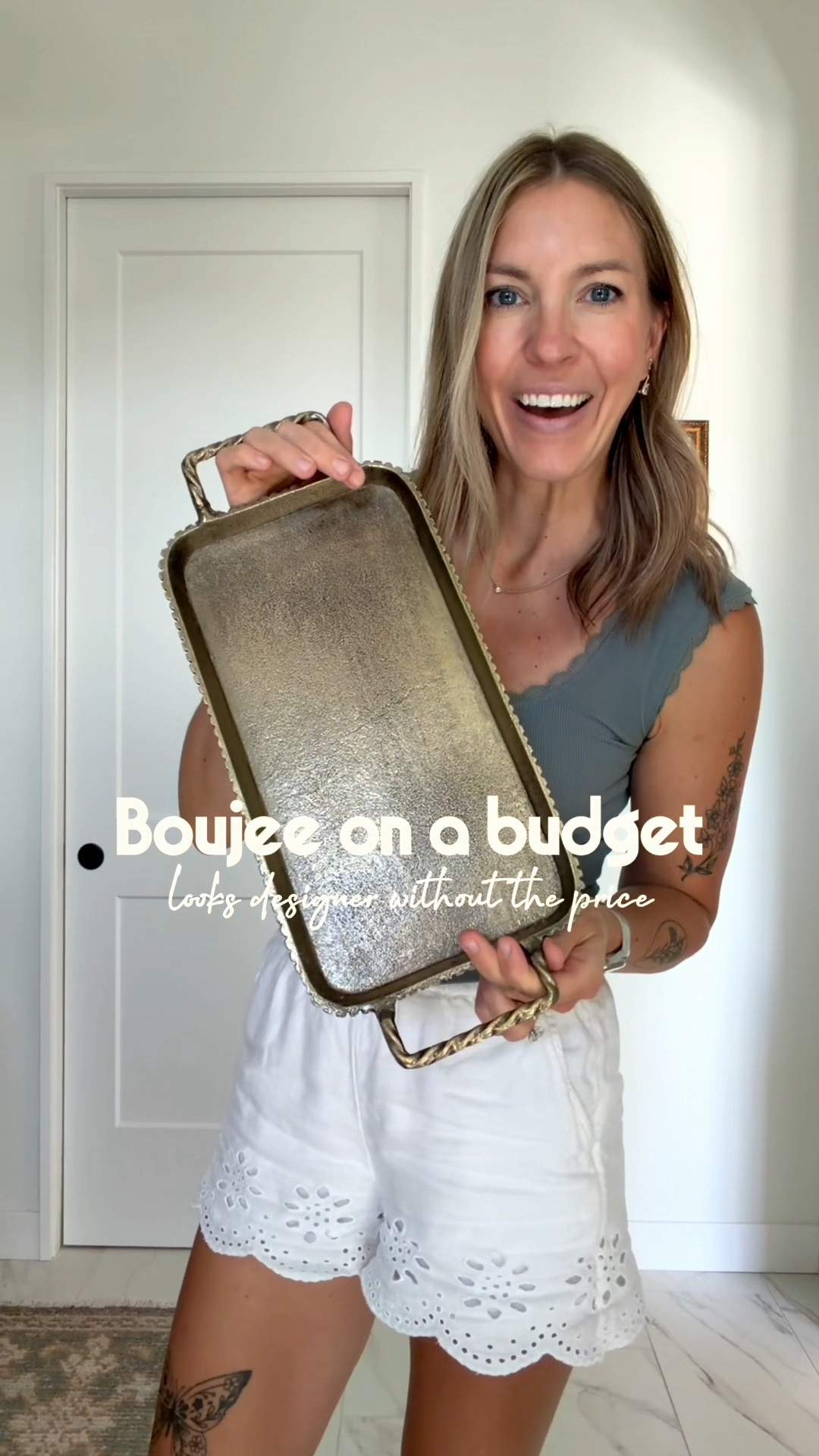 Just over here giving you all the best designer lookalikes! When the style says Pottery Barn but the price tag says Target 😜 I love this brass tray (I just found a similar one in a smaller size) and rechargeable mini lamp. The perfect size for a countertop!

#boujeeonabudget #affordablehome #bathroomdecor

#LTKHome #LTKSaleAlert