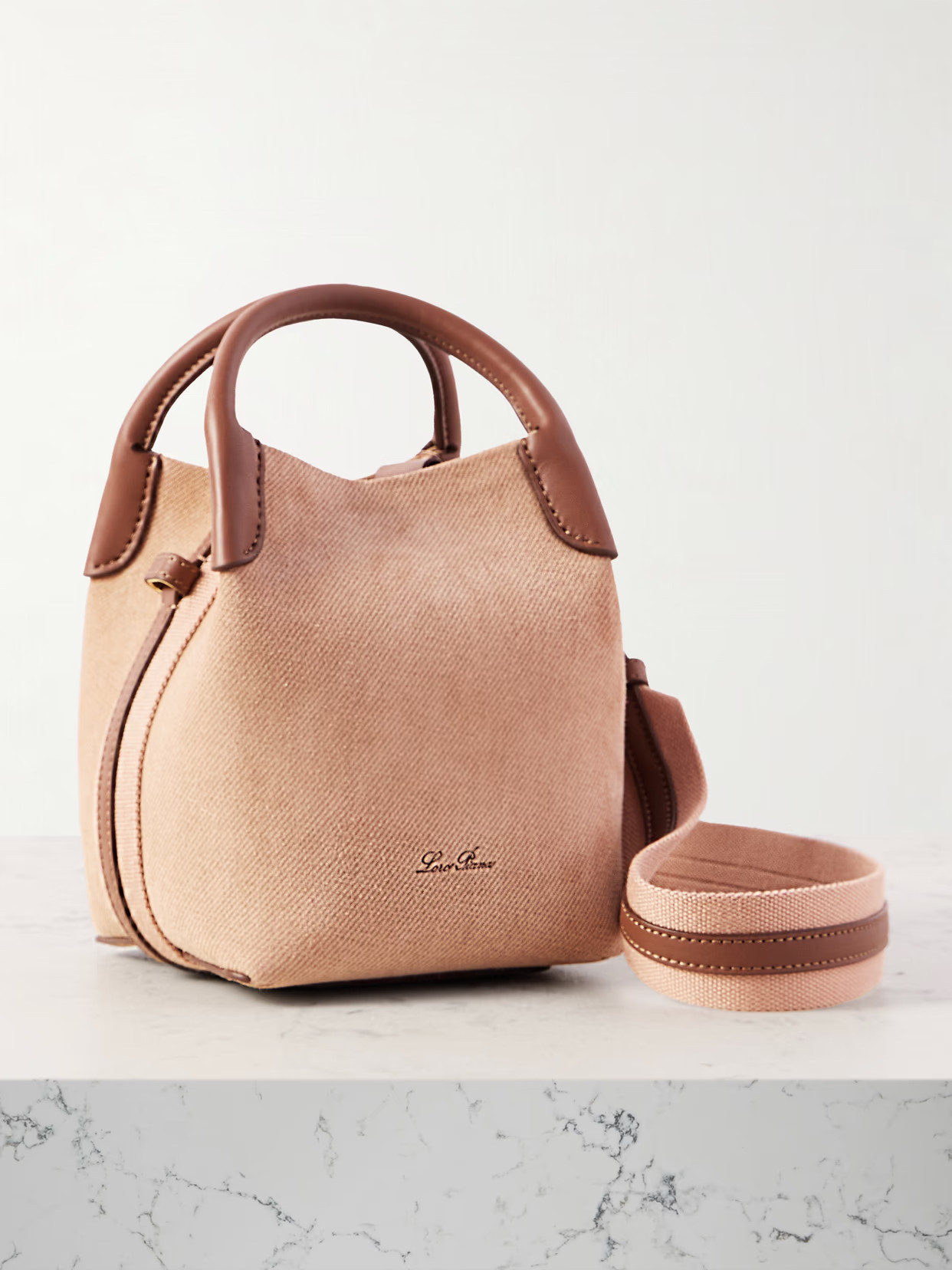 Loro Piana - Bale Micro Canvas And Leather-trimmed Suede Shoulder Bag - Neutrals | NET-A-PORTER (US)
