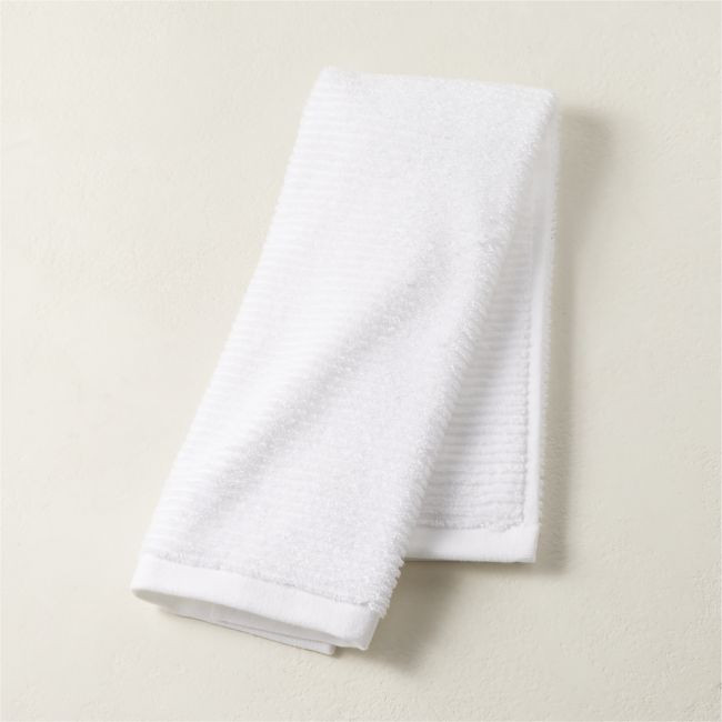 Brooks Ribbed Organic Cotton White Hand Towel | CB2