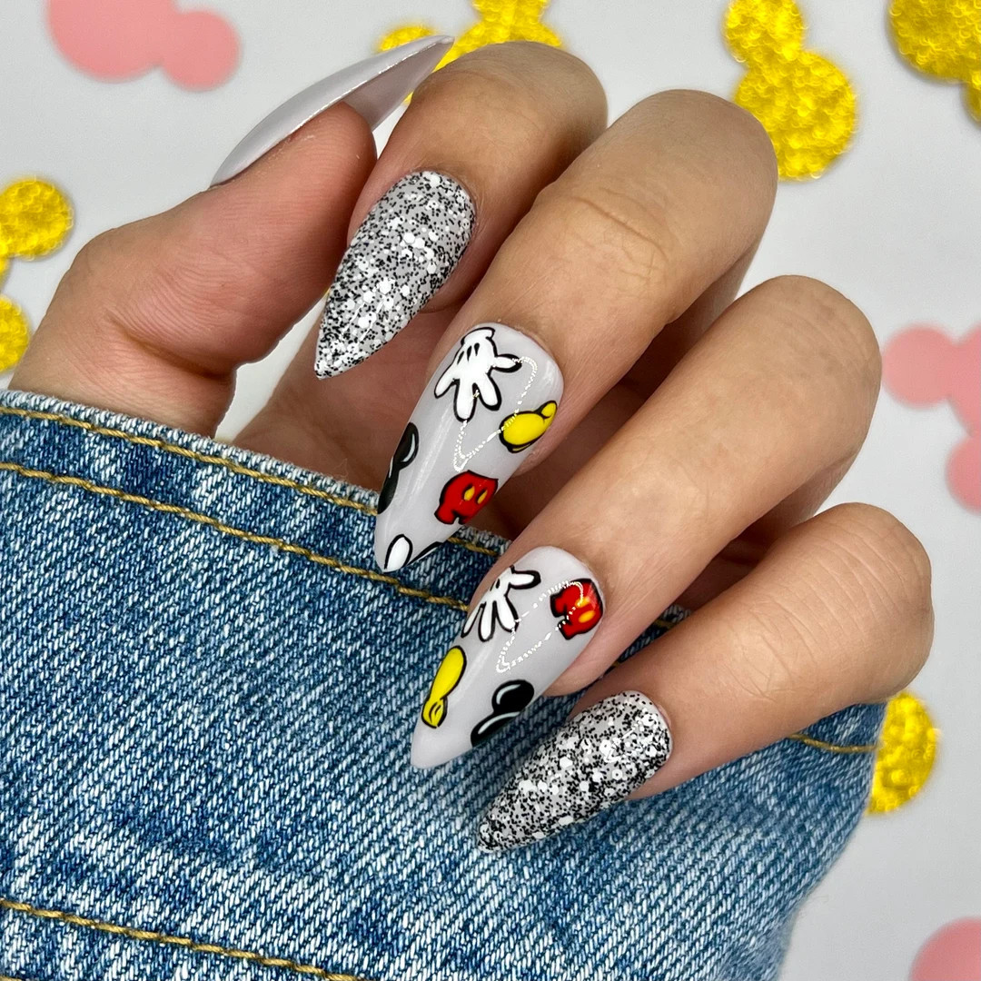 Grey Vintage Disney Press on Nails Disney Nails Disneyworld Glue on Nails Fake Nails Short Nails ... | Etsy (US)
