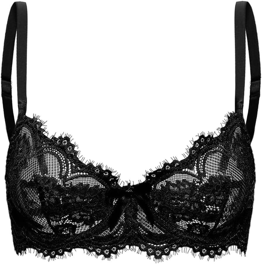 Sexy Lace Balconette Bra Women Unlined Demi Bralette | Amazon (US)