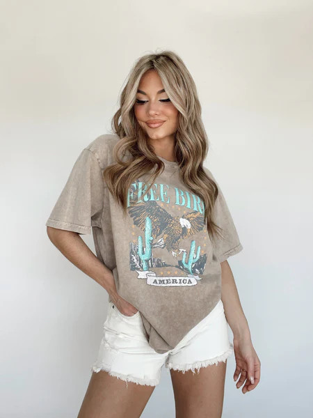 [Pre-Order!] Mocha Free Bird Graphic Tee | Lane 201 Boutique