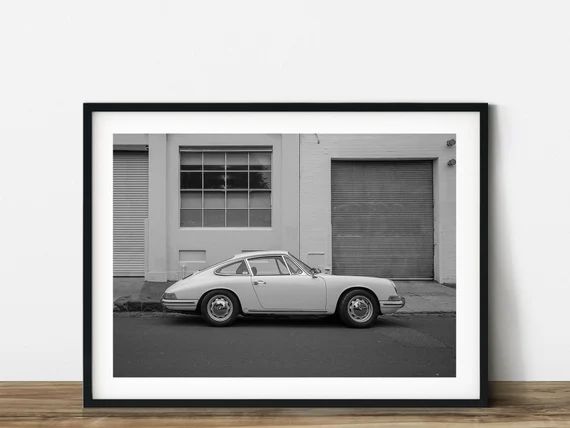 A Porsche Pull Over on the Street Black and White Vehicle | Etsy | Etsy (US)