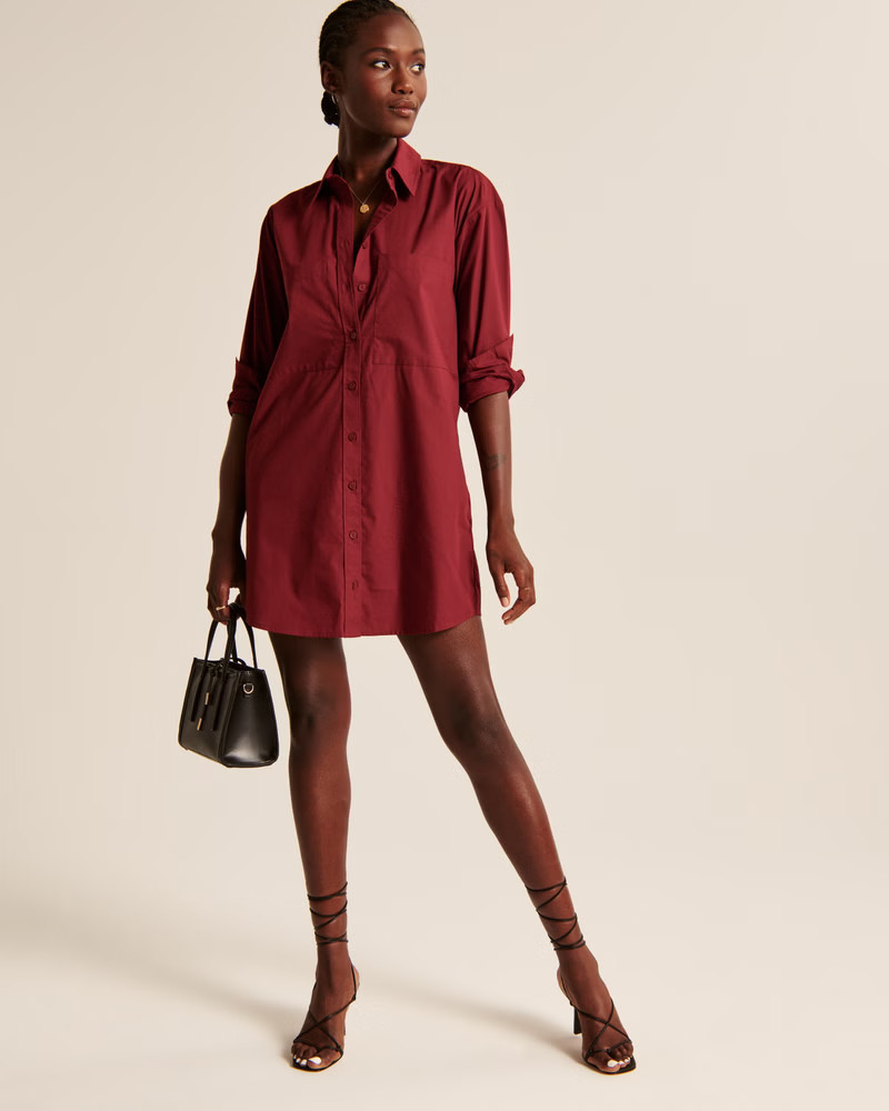Relaxed Poplin Shirt Dress | Abercrombie & Fitch (US)