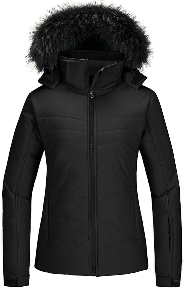 Skieer Women's Waterproof Ski Jacket Warm Puffer Jacket Thick Hooded Winter Coat | Amazon (US)
