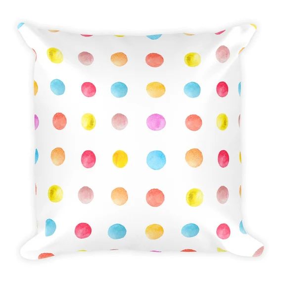 Rainbow Polkadot Watercolor Kids Room Decor Pillow~Painted Dots Nursery Decor | Etsy (US)