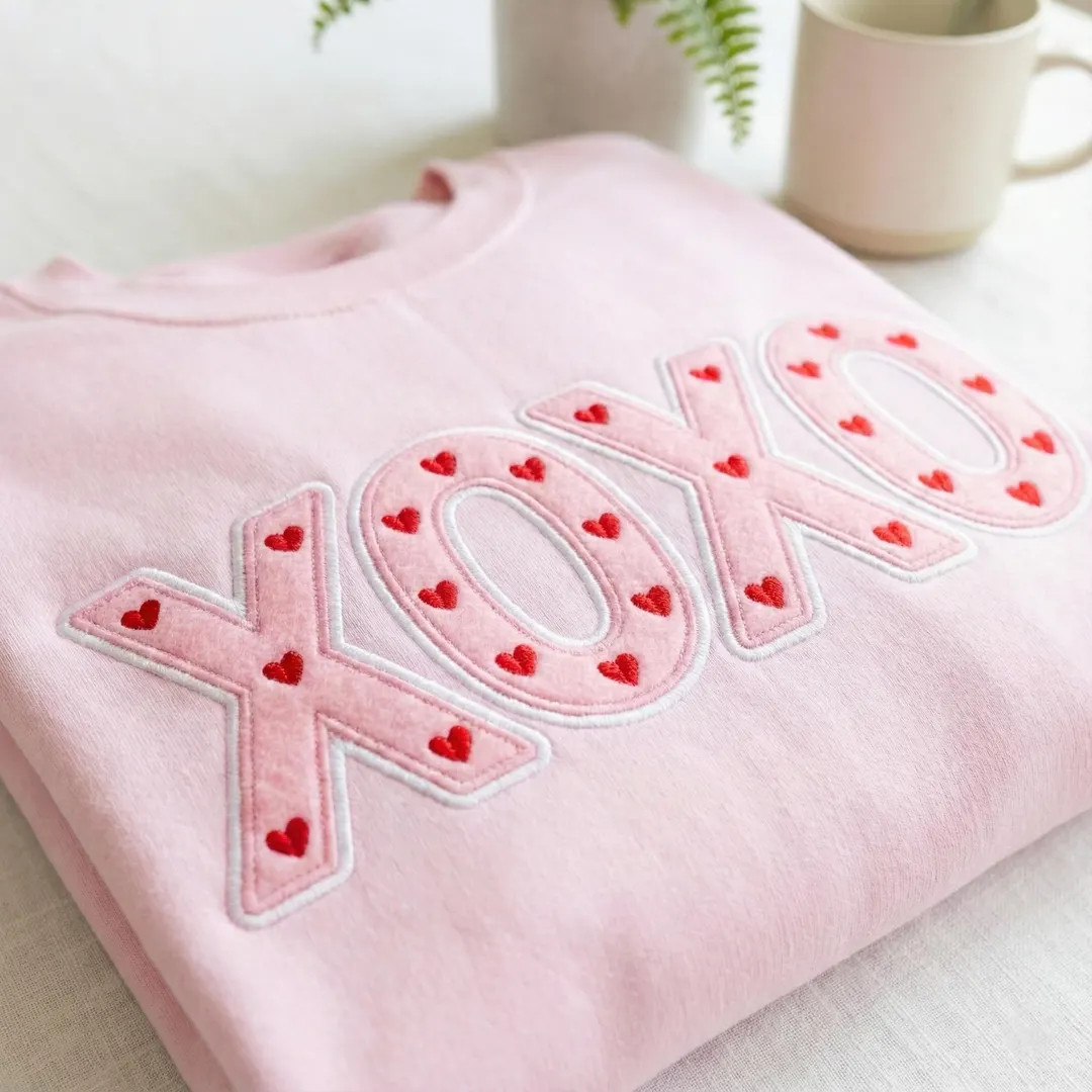 Valentine Day Embroidered Sweatshirt, XOXO Valentines, Womens Heart Shirt, Cute Love Shirt, Retro... | Etsy (US)