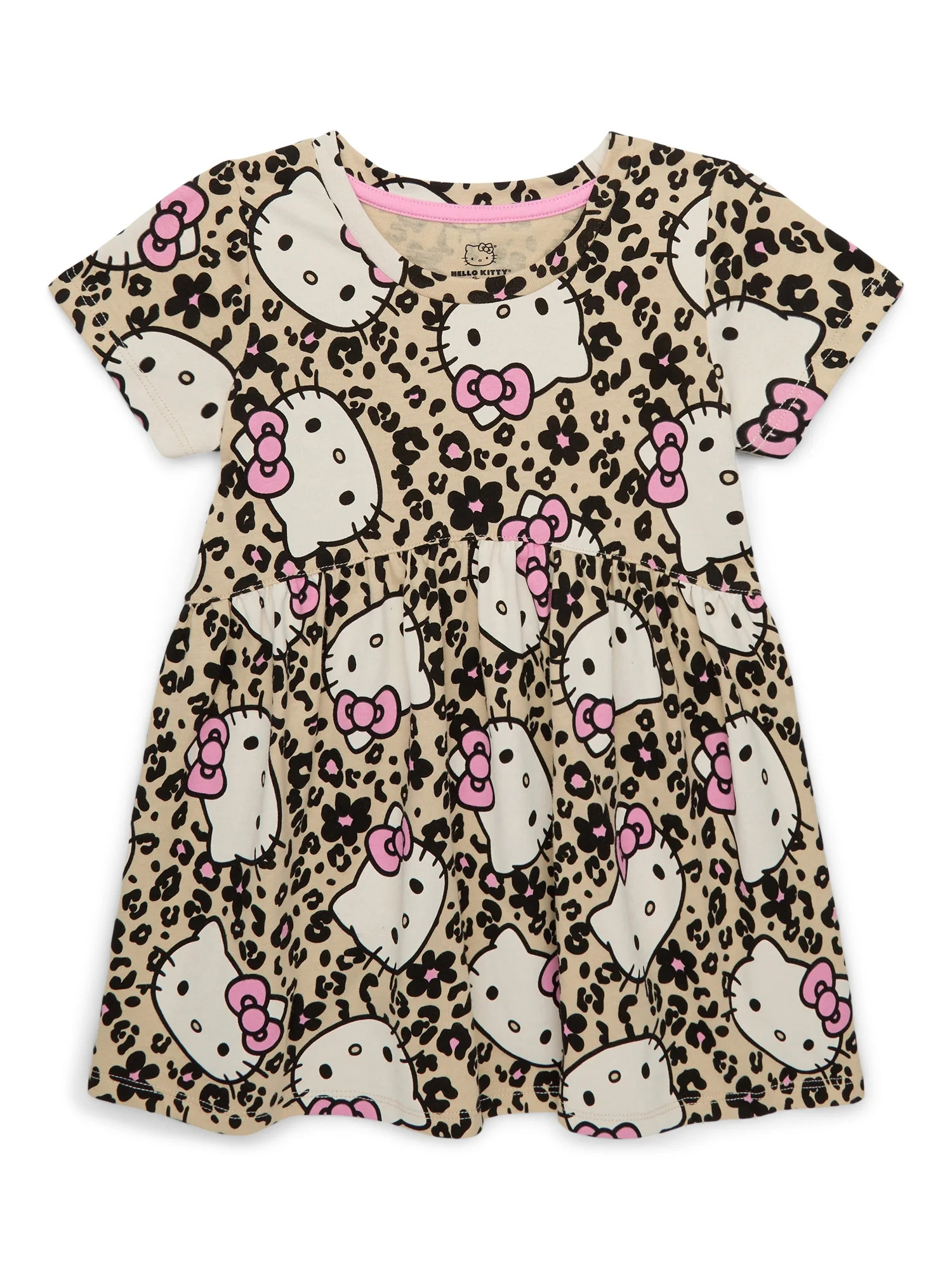 Hello Kitty Toddler Girl Allover Print Dress with Short Sleeves, Sizes 12M-5T | Walmart (US)