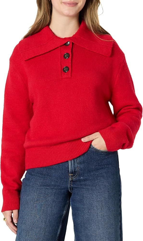 Amazon Essentials Womens Relaxed-Fit Button Collar Sweater | Amazon (US)